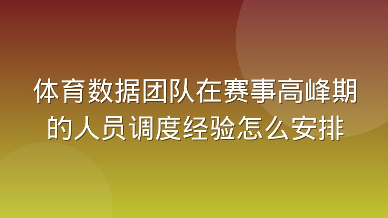 体育数据团队在赛事高峰期的人员调度经验怎么安排